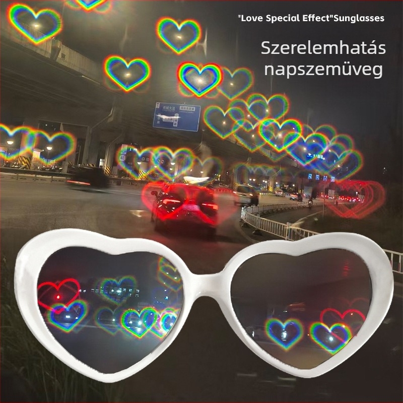 Forest Fox napszemüveg szívfény effektussal, teljes keret, uniszex, PC anyag, 2025 téli szezon