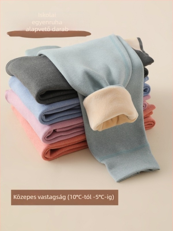 Gyerekeknek készült fleece-béléssel ellátott termosz nadrág, magas derekú téli/ősz, poliészter 91,7%