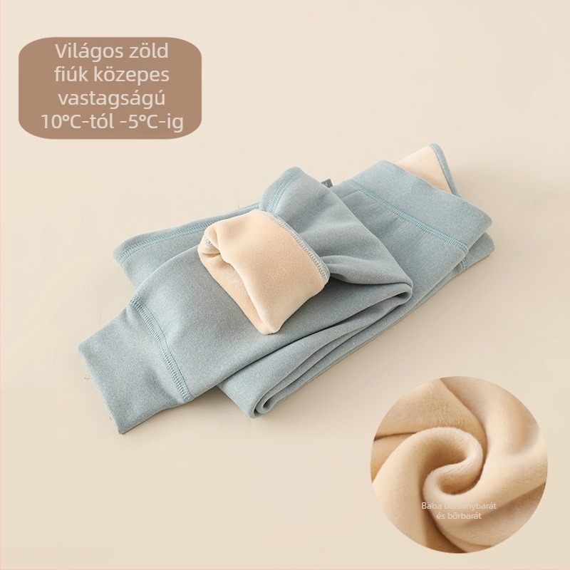 Gyerekeknek készült fleece-béléssel ellátott termosz nadrág, magas derekú téli/ősz, poliészter 91,7%