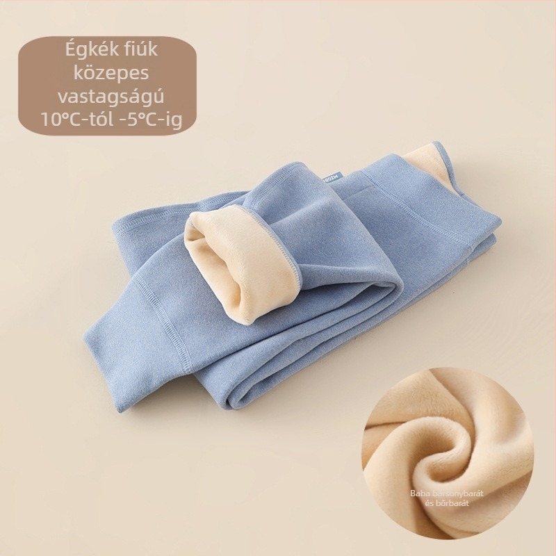 Gyerekeknek készült fleece-béléssel ellátott termosz nadrág, magas derekú téli/ősz, poliészter 91,7%