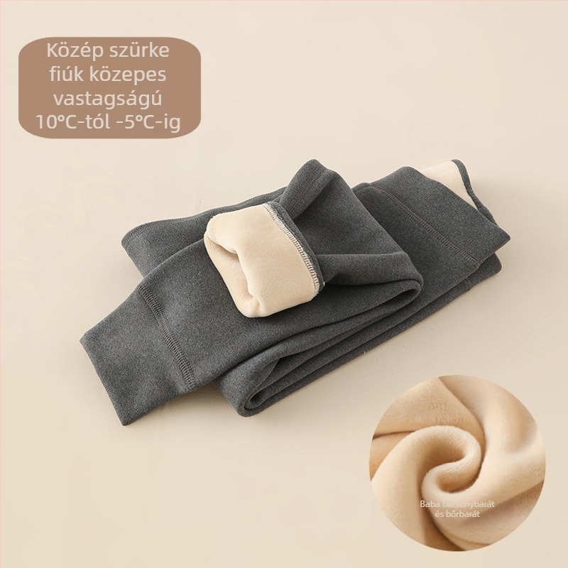 Gyerekeknek készült fleece-béléssel ellátott termosz nadrág, magas derekú téli/ősz, poliészter 91,7%