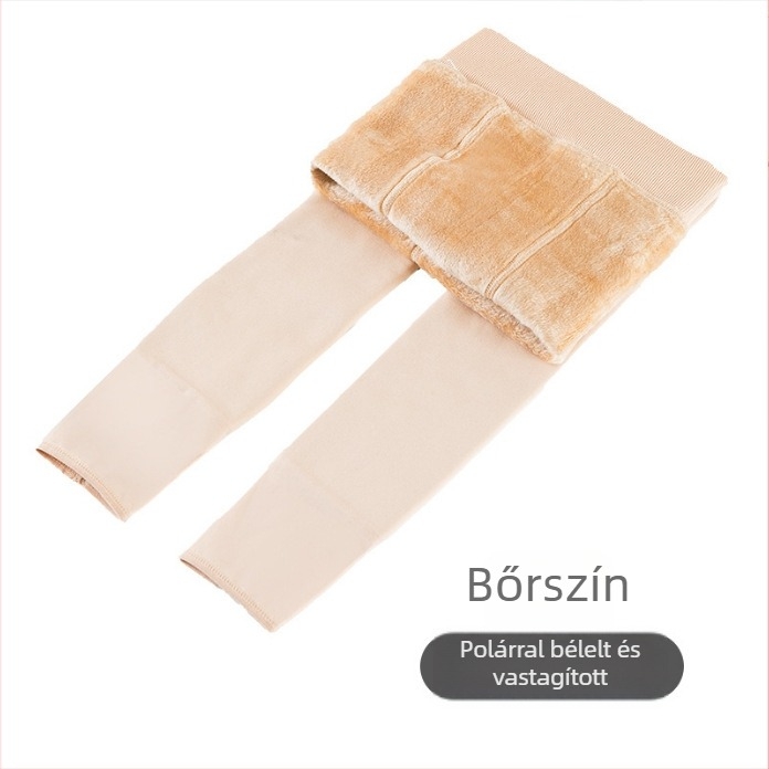 Gyerekeknek készült, testszínű fleece-bélésű bokáig érő leggings táncra
