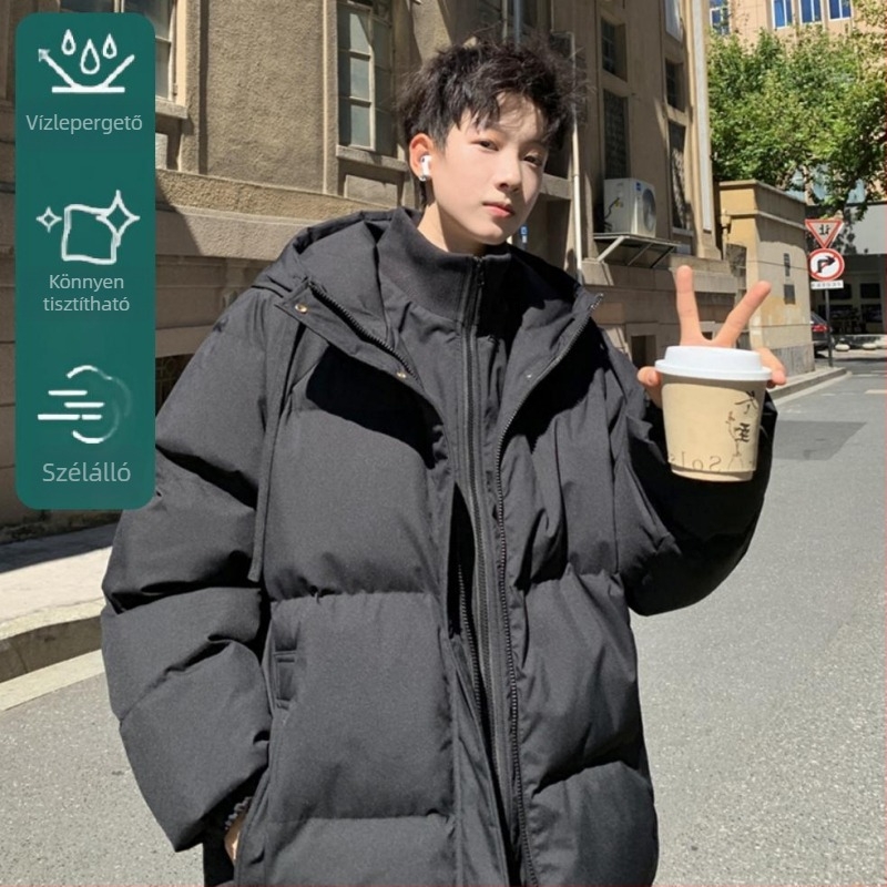 Derékméretű pamut tömött kabát, cipzárral záródó, vastag pamut töltettel, kapucni nélkül, gallér nélküli