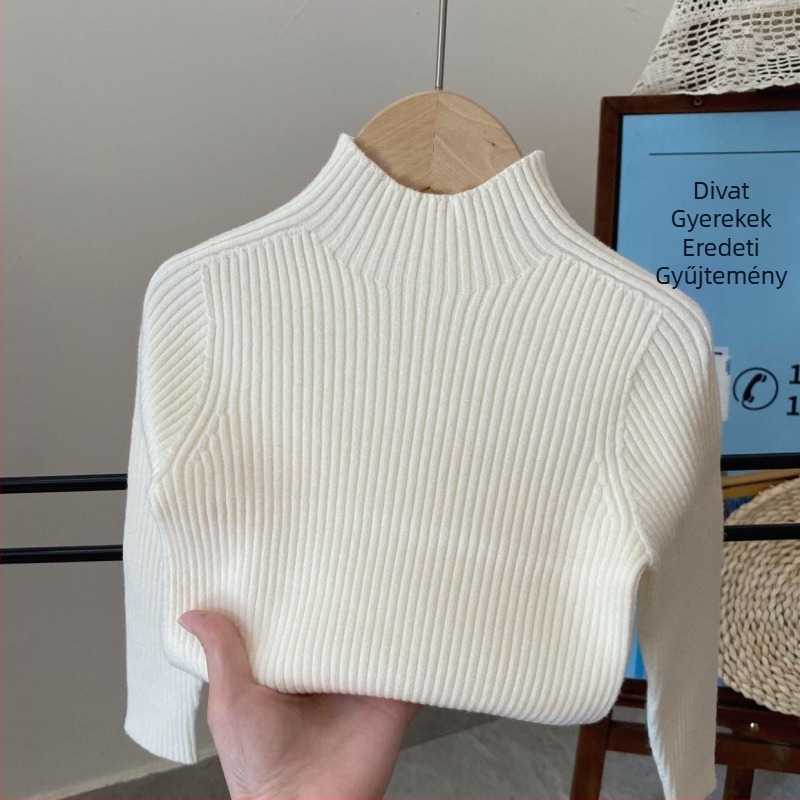 Gyerekeknek varrat nélküli magas galléros pulóver – Akril 85–90%, 3-8 évesek, Uniszex, Tél/Ősz/Tavasz