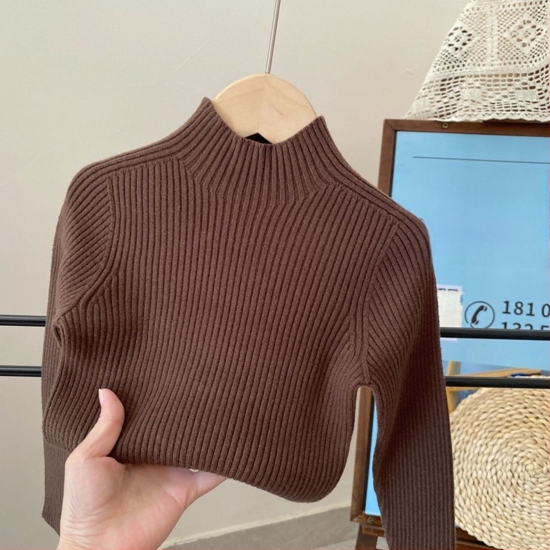 Gyerekeknek varrat nélküli magas galléros pulóver – Akril 85–90%, 3-8 évesek, Uniszex, Tél/Ősz/Tavasz