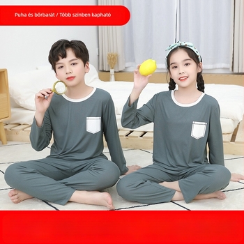 Gyerekeknek készült pizsama tavasz-nyár, vékony anyagú, hosszú ujjú, koreai stílus, laza szabású otthoni viselet gyermekeknek