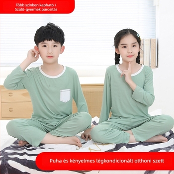 Gyerekeknek készült pizsama tavasz-nyár, vékony anyagú, hosszú ujjú, koreai stílus, laza szabású otthoni viselet gyermekeknek