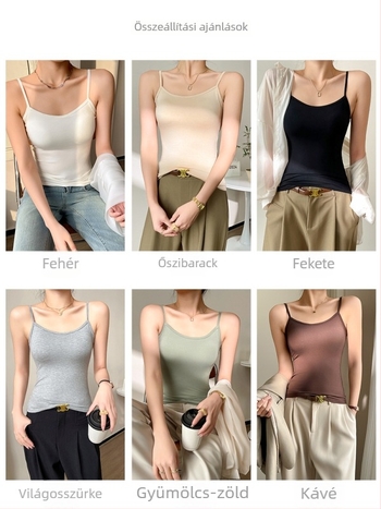 Női modal top – sling stílus, nem levehető vállpánt, viszkóz 80–90% keverék, egyszínű minta, magas rugalmasság, nyár 2024