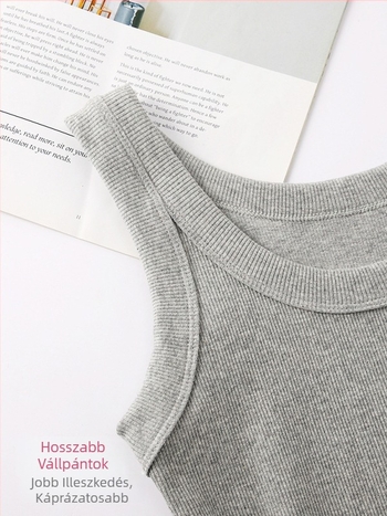 Női pamut camisole felső, karcsú szabású, vállpántok fixek, egyszínű minta, hossz 50–65 cm, koreai/japán szabadidős stílus