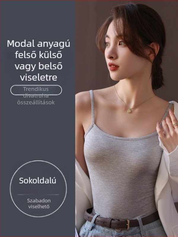 Női Modal Top, karcsúsított fazon, kétpántos szling vállmegoldás, viszkóz 90–95%, középső hosszúság 50–65 cm