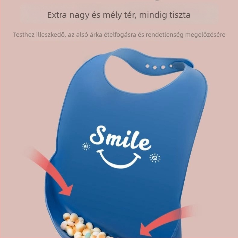 Szilikonból készült vízálló etető bib gyerekeknek, zsebbel