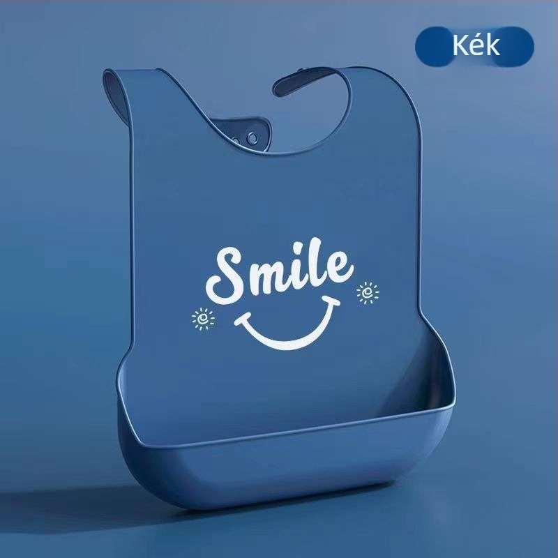 Szilikonból készült vízálló etető bib gyerekeknek, zsebbel