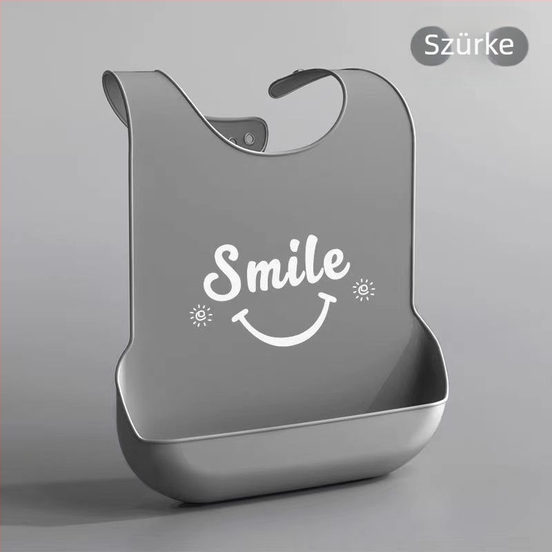 Szilikonból készült vízálló etető bib gyerekeknek, zsebbel