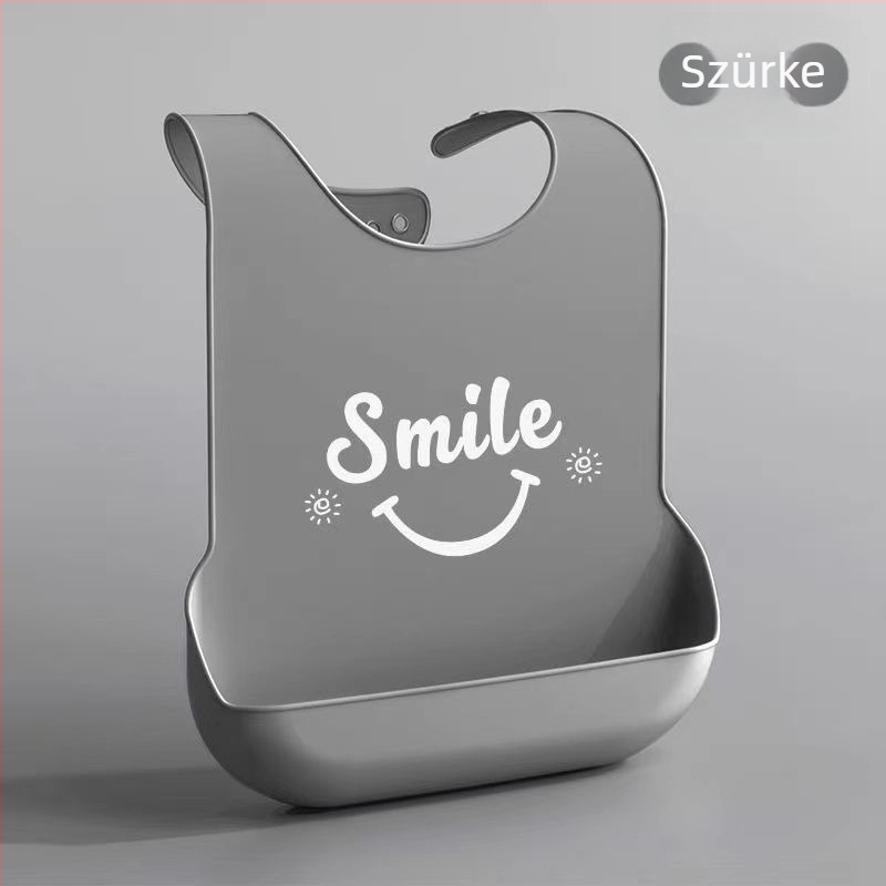 Szilikonból készült vízálló etető bib gyerekeknek, zsebbel