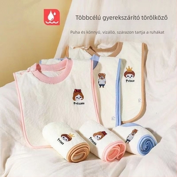 Vízálló baba etető kötény cartoon mintával, velúr anyagból, poliészter, 3–8 éveseknek