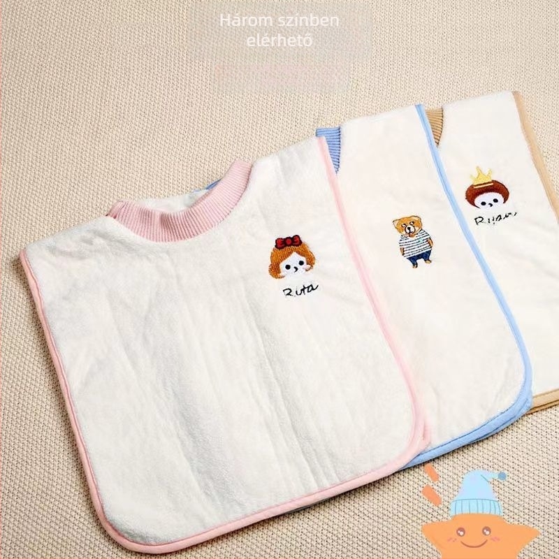 Vízálló baba etető kötény cartoon mintával, velúr anyagból, poliészter, 3–8 éveseknek