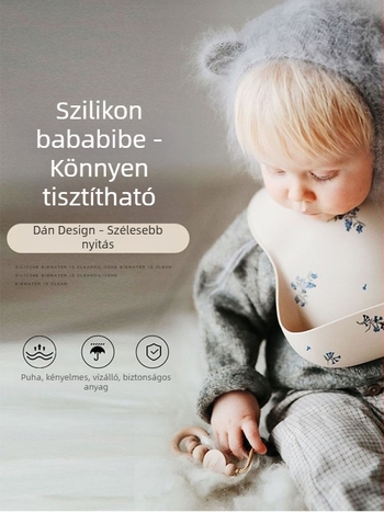JULYMOLY szilikon bébi szalvéta, cartoon mintával, vízálló, 0–3 évesek számára