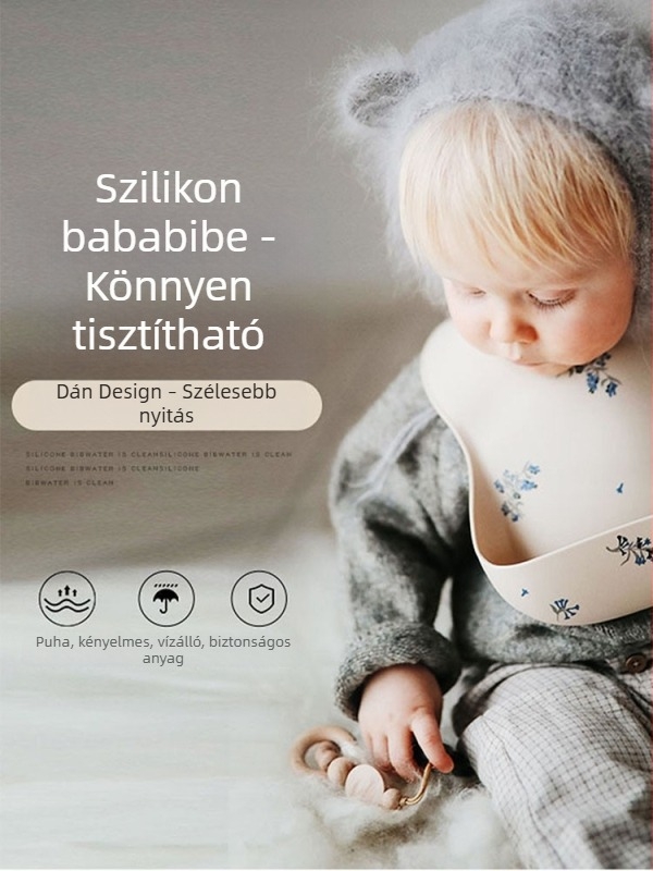 JULYMOLY szilikon bébi szalvéta, cartoon mintával, vízálló, 0–3 évesek számára