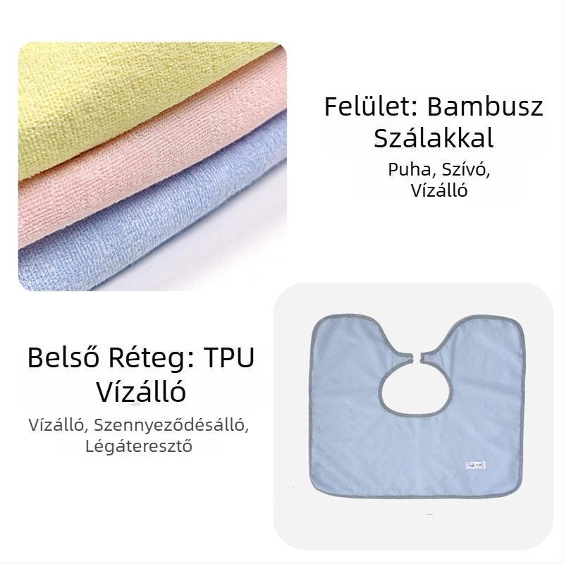 Felnőtt etetőbib bambuszrostból, vízálló és szivárgásmentes, könnyen tisztítható, uniszex