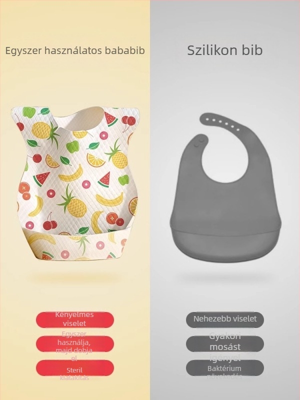 Gyermekeknek készült egyszer használatos etető kötény, vízálló, szennyeződés elleni, rajzfilm mintával, nem szőtt anyagból