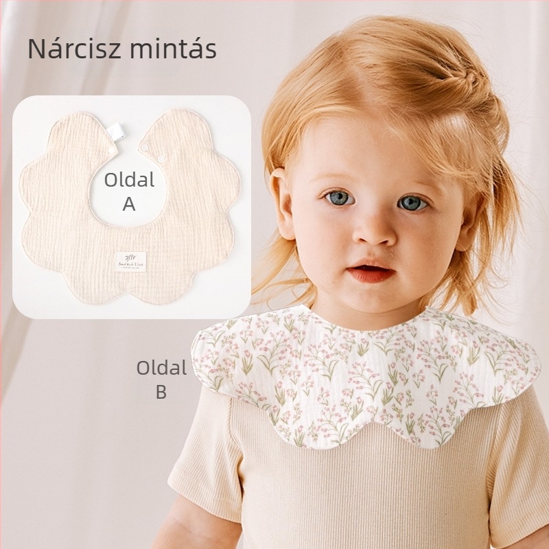 Baba etető kötény pamutból, vízálló és foltosodás elleni védelem, újszülöttek számára 0–12 hónap, virágos/csíkos/nyomtatott mintákkal, biztonságosági osztály A