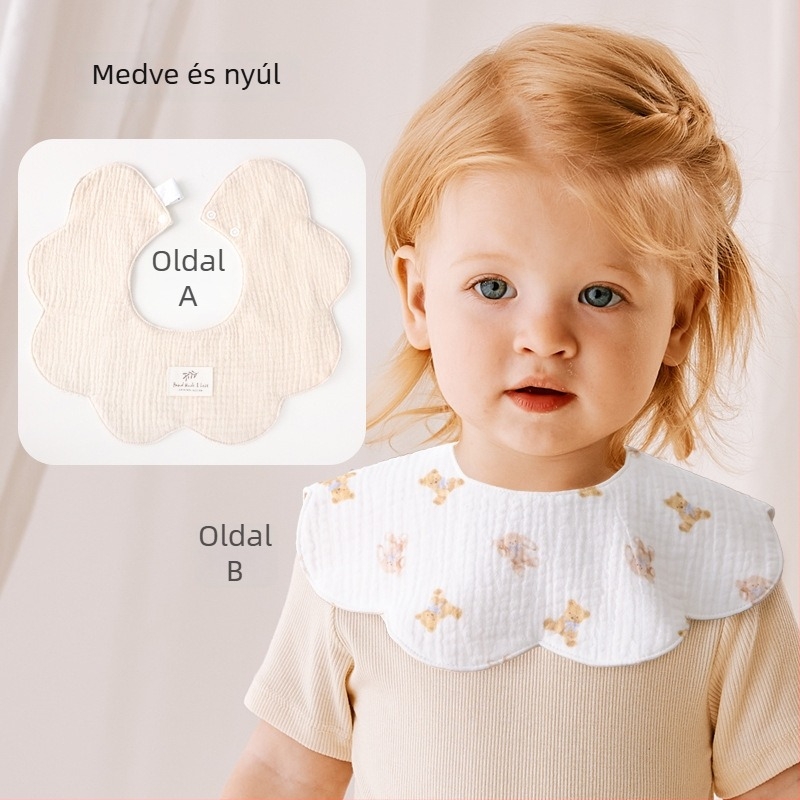 Baba etető kötény pamutból, vízálló és foltosodás elleni védelem, újszülöttek számára 0–12 hónap, virágos/csíkos/nyomtatott mintákkal, biztonságosági osztály A