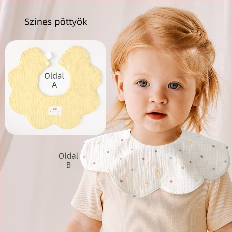 Baba etető kötény pamutból, vízálló és foltosodás elleni védelem, újszülöttek számára 0–12 hónap, virágos/csíkos/nyomtatott mintákkal, biztonságosági osztály A