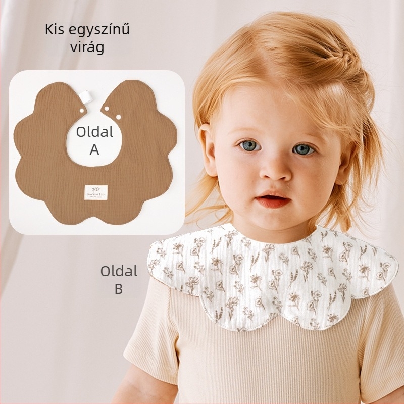 Baba etető kötény pamutból, vízálló és foltosodás elleni védelem, újszülöttek számára 0–12 hónap, virágos/csíkos/nyomtatott mintákkal, biztonságosági osztály A