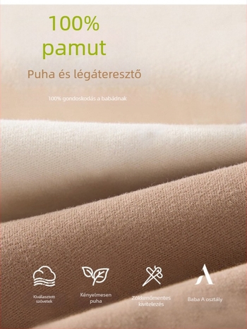 Kétoldalas pamut bébi etetőkönyv, uniszex, hímzett