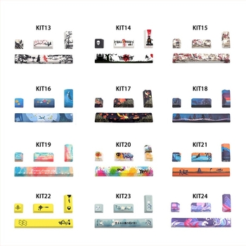 PBT billentyűsapkák készlet mechanikus billentyűzethez, öt oldalú szublimációval, 4 gomb: 6.25U szóköz, ESC, Enter és jobb oldali Enter