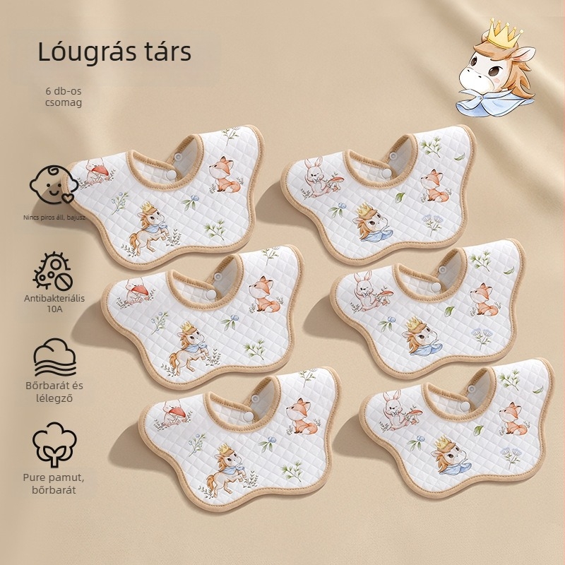 Babavédő etető kendő, 100% pamutból, nedvszívó és gyorsan száradó, antibakteriális 10a, 0–6 éves korosztálynak