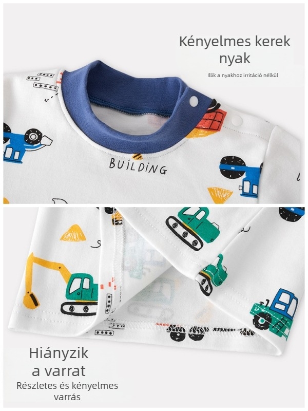 Gyerekeknek tervezett hosszú ujjú felső magas nyakú, 100% pamut, uniszex, tavasz és ősz