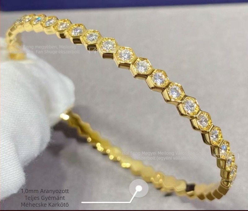 Méhsejt mintás karkötő, ötvözet, Seiko felület, 9 g, Ins stílusú kézhez illő kiegészítő