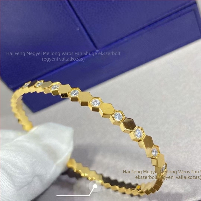 Méhsejt mintás karkötő, ötvözet, Seiko felület, 9 g, Ins stílusú kézhez illő kiegészítő