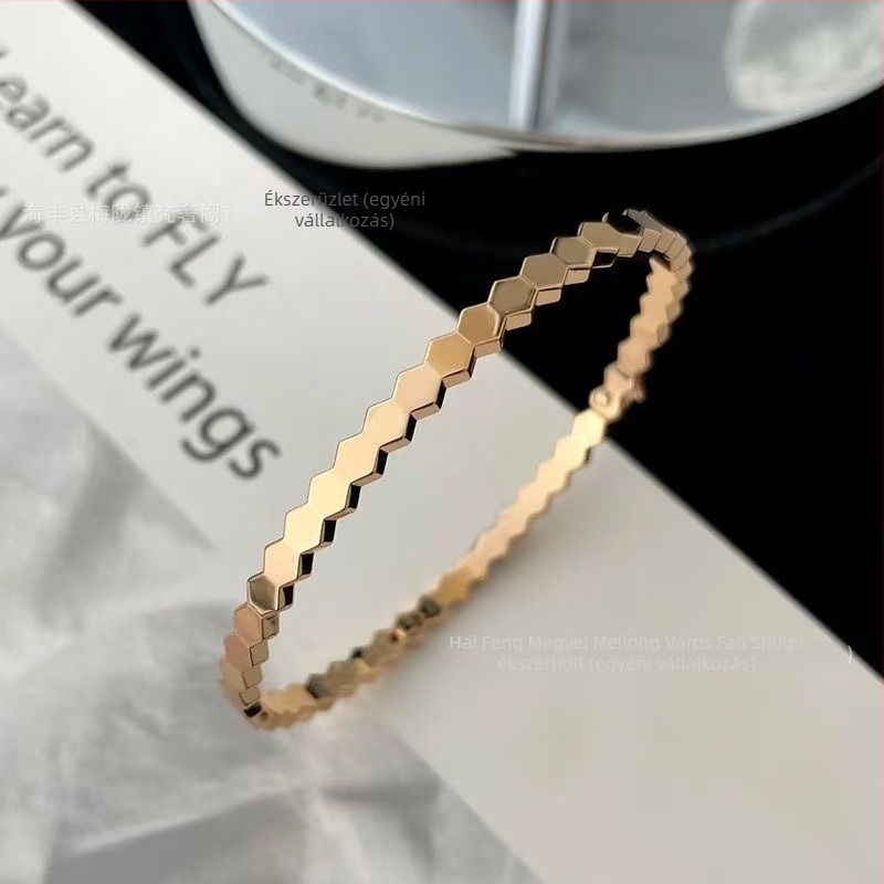 Méhsejt mintás karkötő, ötvözet, Seiko felület, 9 g, Ins stílusú kézhez illő kiegészítő