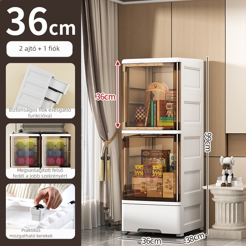 Fürdőszobai és konyhai nyitott ajtós tároló szekrény, 20–36 cm széles résekhez