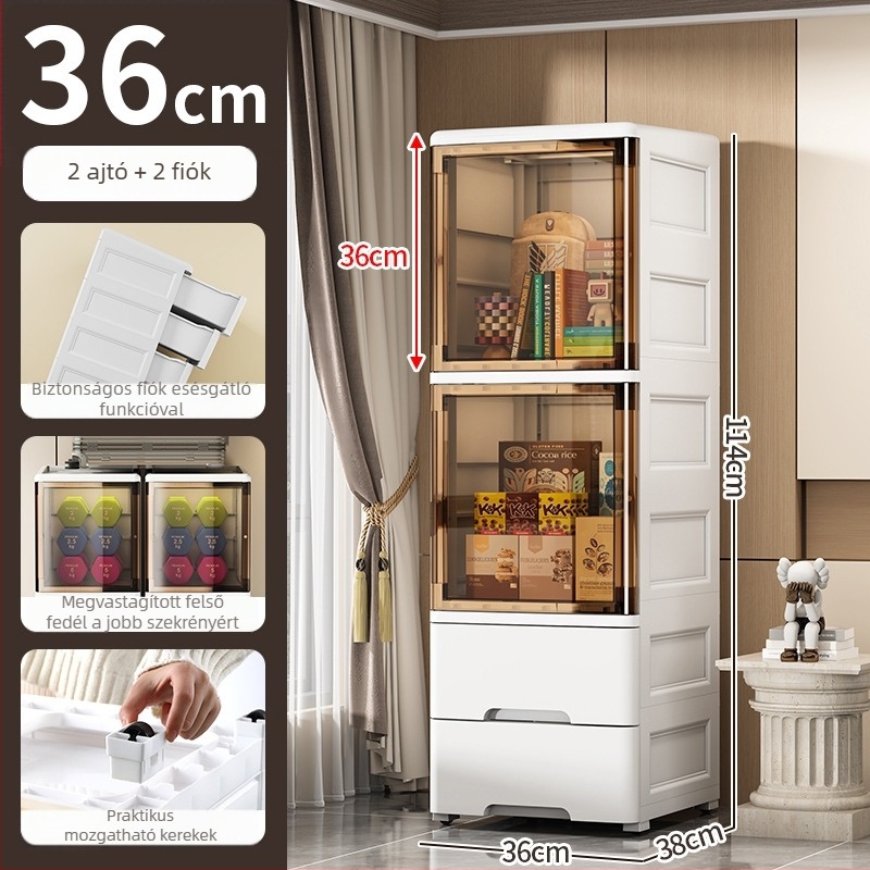 Fürdőszobai és konyhai nyitott ajtós tároló szekrény, 20–36 cm széles résekhez