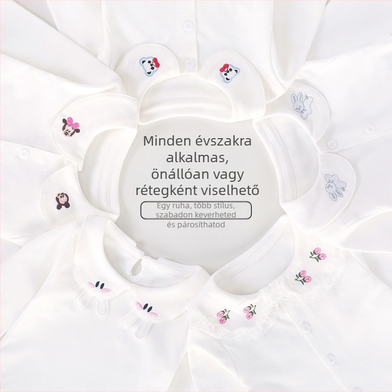 Uniszex gyerekek hosszú ujjú póló, kerek nyakú, 90% pamut, koreai stílus