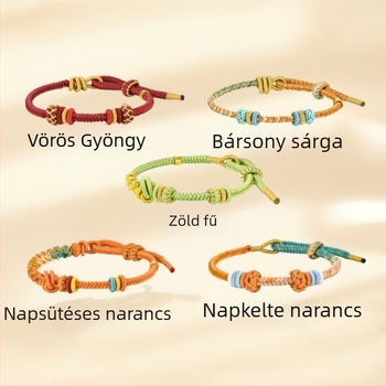 DIY fonott karkötő zsinórból, etnikus stílus, kézzel kötött, 2025 tavasz