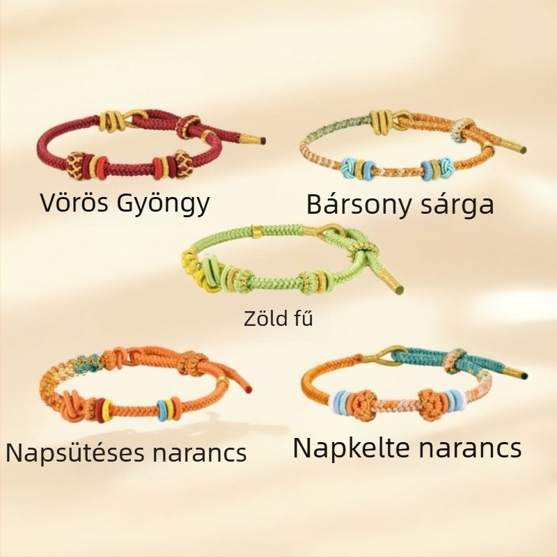 DIY fonott karkötő zsinórból, etnikus stílus, kézzel kötött, 2025 tavasz