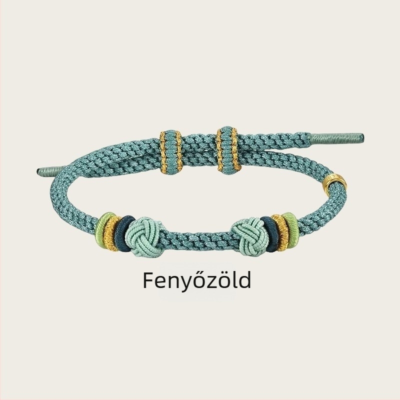 DIY fonott karkötő zsinórból, etnikus stílus, kézzel kötött, 2025 tavasz