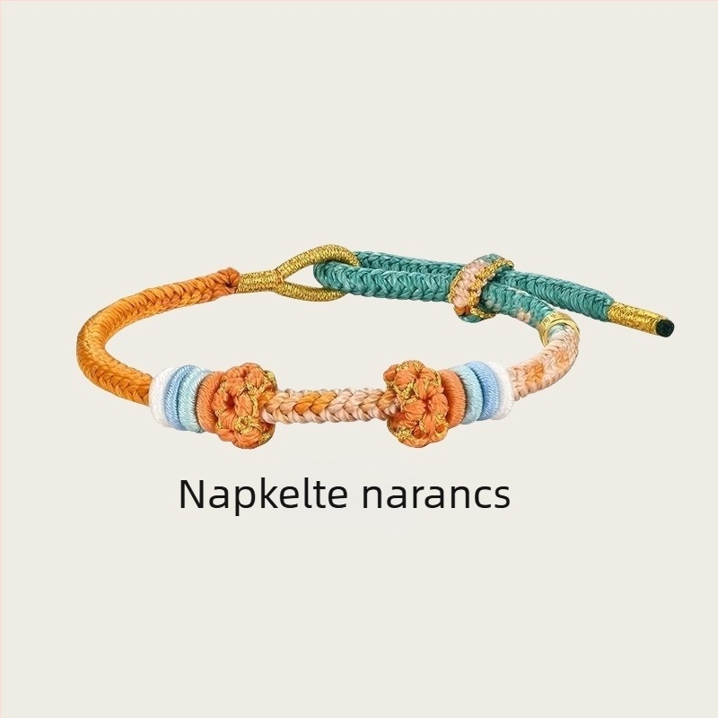 DIY fonott karkötő zsinórból, etnikus stílus, kézzel kötött, 2025 tavasz