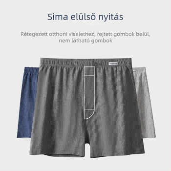 Férfi pamut csíkos boxer, lélegző kötött anyag, középmagas derék, 95–100% pamut, szövet sűrűsége 40