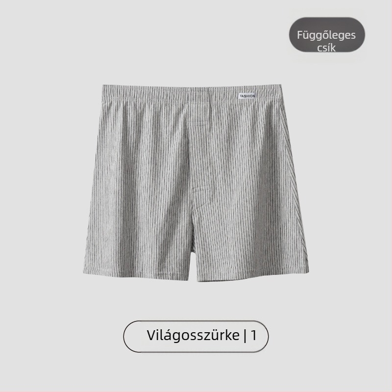 Férfi pamut csíkos boxer, lélegző kötött anyag, középmagas derék, 95–100% pamut, szövet sűrűsége 40