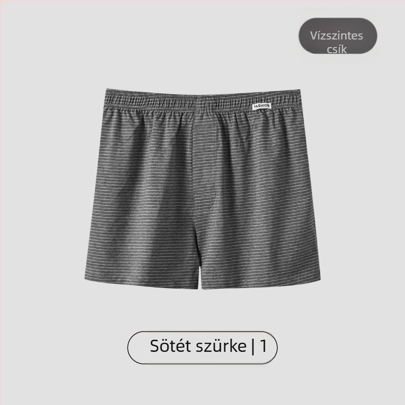 Férfi pamut csíkos boxer, lélegző kötött anyag, középmagas derék, 95–100% pamut, szövet sűrűsége 40