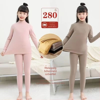 Gyerekeknek készült pamut belső melegítő felső fleece béléssel, kerek nyakú, kapucni nélküli, téli viselet
