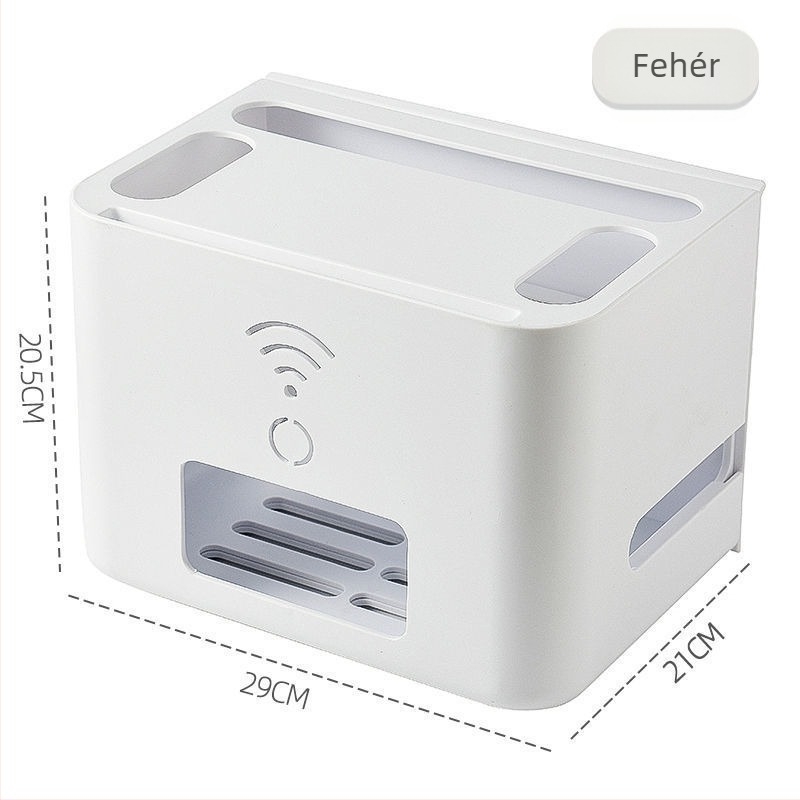 Router és kábel rendező doboz – kábel rendezés, TV set-top box tároló, alkalmas nappalira, hálószobára és dolgozószobára, modern letisztult stílus