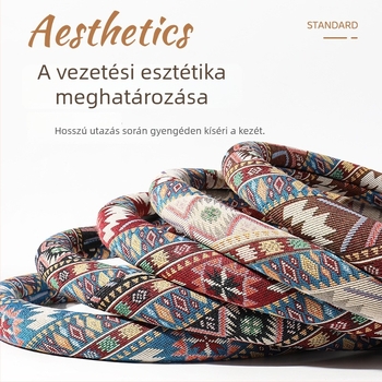 Hímzett etnikus stílusú kormányvédő huzat elektromos járművekhez, dekoratív kiegészítő, univerzális méret, 38 cm-es kormányhoz