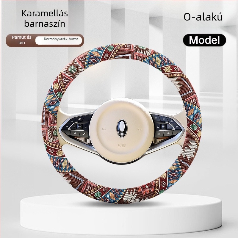 Hímzett etnikus stílusú kormányvédő huzat elektromos járművekhez, dekoratív kiegészítő, univerzális méret, 38 cm-es kormányhoz