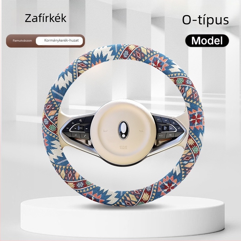 Hímzett etnikus stílusú kormányvédő huzat elektromos járművekhez, dekoratív kiegészítő, univerzális méret, 38 cm-es kormányhoz